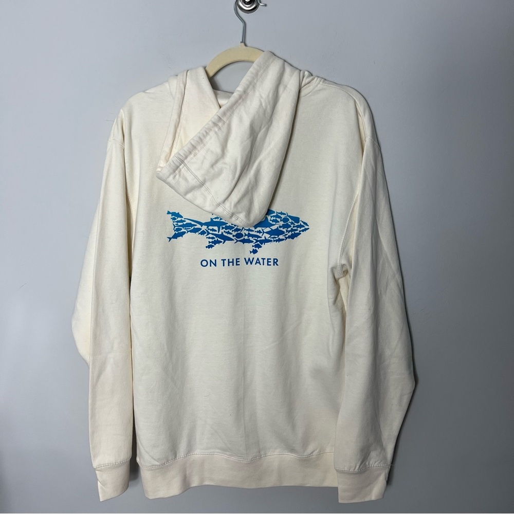 NEW OTW On the Water Fish Fisherman Cream Hoodie Sweatshirt Pullover *J - Picture 7 of 8